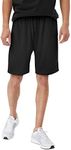 Hat and Beyond Mens Mesh Shorts Elastic Sports Gym Performance Workout Boxing Jersey Basketball Pants, 1ih01_black, 5X-Large