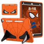 Jaorty Kids Case for iPad 9th/8th/7th Generation - for iPad 10.2 inch 2021/2020/2019 Case, 2 in 1 Rugged Shockproof Hybrid Heavy Duty with Stand Cute Kids Tablet Case for iPad 7/8/9 Gen, Orange/Black