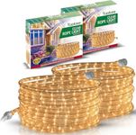 Tupkee Rope Light Warm Clear - 24 Feet (7.3 m), for Indoor and Outdoor use - 10MM Diameter - 288 Clear Incandescent Long Life Bulbs Decorative Rope Tube Lights - Pack of 2