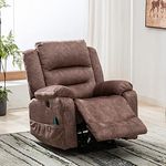 Merax Electric Lift Chair with USB Port,Padded Seat, Modern Upholstered Reclining Massage Armchair with Heat and Vibration Experience Ultimate Comfort for Elderly, Fabric, Brown, 87x85x107cm