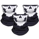 3Pcs Skull Mask Breathable Face Masks Black Seamless Balaclava Mask Multifunctional Headband Scarf Headwear Neckwarmer for Outdoor Riding