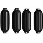 SPOTRAVEL 4 X Boat Fenders, Ribbed Twin Eyes Marine Fenders, 51 x 14cm Inflatable Boat Bumper Buoys for 457-610m Docks Yachts Pontoon Boat Sailboat Speedboat (Black)