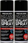 Pro-Kleen Instant Waterproof Sealant Spray - Tough Leak Sealant Spray for Roofs, Pipes, Guttering & More - Transparent & Long-Lasting Formula - Instant Emergency Repair (2 x 400ml)