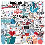 Doctor Stickers, 50pcs Waterproof Aesthetic Decal Vinyl Medical Equipment Stickers for Laptops Water Bottle Guitar, Stickers for Kids, Girls, Teens, Women (I love doctor)