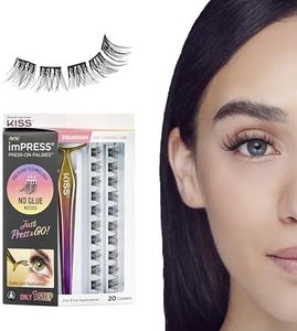 KISS imPRESS Falsies False Eyelashes, Lash Clusters, 'Voluminous', 14 mm, Includes 20 Clusters, 1 applicator, Contact Lens Friendly, Easy to Apply, Reusable Strip Lashes