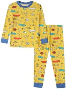 Joonberry Toddler Kids Soft Bamboo Viscose Long Sleeve Top and Pants Cloth Set–2-Piece 2-8Y Boys Girls Outfit(Scooter-2Y)