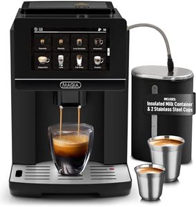 Zulay Kitchen Magia Ultra LUX Super Automatic Espresso Machine, Bean-to-Cup Coffee Maker with Built-In Grinder, Automatic Milk System, 19 One-Touch Specialty Drinks, Touchscreen, Black