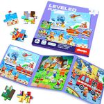 Magnetic Puzzles for Kids Ages 3-5, 3 in 1 Toddler Magnet Jigsaw Puzzle Book, Kids Travel Puzzles Toys, Preschool Learning Toy for Kids 3-8 Year (Fire Brigade)