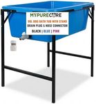 MYPURECORE 90L Dog Bath Tub with Stand – Raised Pet Bath Pool with Drain Plug & Hose Connector – Foldable Metal Frame for Indoor & Outdoor Use (Blue)