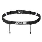 TRIWONDER Running Belt Race Number Belt Adjustable Triathlon Race Belt with 6 Elastic Gel Loops Marathon Bib Holder (Black)