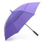 RUMBRELLA 62 Inch UV Golf Umbrella Large Oversize Double Canopy Vented Windproof Auto Open Stick Umbrella (Purple)