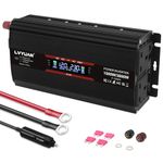 1500W Power Inverter 12V to 230V Modified Sine Wave Car Inverter DC to AC Converter with big LCD shows 2 UK AC Outlets 2 USB Port Replaceable Fuses and Cigarette Lighter for Laptop