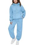 Arshiner Girls 2 Piece Outfits Fashion Half Zip Tracksuit Long Sleeve Pullover Sweatshirt Sweatpants Jogger set Activewear