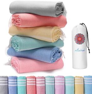 6 Packs Turkish Beach Towels Vacation Essentials Quick Dry Sand Free Soft Large Xl Big Blanket Adult Oversized Bath Pool Swim Towel Set Bulk Multipack Lightweight Thin Sandless Fast Drying Compact