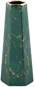 10inch Green Gold Finish Marble Ceramic Flower Vase Home Decor Vase and Table Centerpieces Vase - Ideal Gifts for Friends and Family, Christmas, Wedding, Bridal Shower