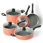 Flamingpan 8-Piece Nonstick Pots and Pans Sets,Kitchen Cookware with Ceramic Coating,Dishwasher Safe, Induction Frying Pan with Lid with Clearance,Suitable for Any Cooktop