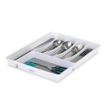 FiNeWaY 6 Compartment Cutlery Tray Kitchen Drawer Organiser Utensils Spoon Fork Holder Plastic Storage Rack Kitchen Tableware Tray