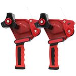 WELSTIK 2 Pack Red Non-Slip Silicone Handle Packing Tape Dispenser Gun 2 Inch -with Ergonomic Soft-Touch Handle,Heavy Duty Sealing Tape Cutter for Shipping, Carton and Box Sealing, Easy Operation