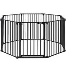 The Fellie Stair Gates for Dogs & Doorways, Fire Guard Hearth Gate Stair Gate Indoor Barrier, Extra Wide Child Safety Gate, Metal Dog Gate with Automatic Closing, Pet Gate Playpen, 74H x 480W cm