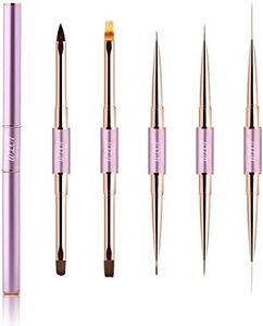 Eptbsdu Nail Art Brushes, 5PC Double Ended Nail Art Design Brushes, Nail Brushes for Nail Art Striping Nail Art Brushes for Long Lines, Ombre Nail Drawing Pen for Salon at Home DIY Manicure