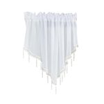 WUMUZAI 1Pcs White Sheer Valance Curtains 51.2 x 23.6 Inch, Beaded Swag Valances for Windows Living Room Kitchen Bedroom Bathroom, Short Top Farmhouse Valance Curtains with Rod Pocket Tassel Voile