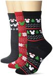 Mickey Mouse Women's Crew Socks, Red, One Size, Red, One Size