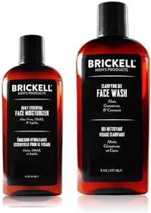 Brickell Men's Daily Essential Face Care Routine I, Gel Facial Cleanser Wash and Face Moisturizer Lotion, Natural and Organic, Unscented, Skincare Gift Set