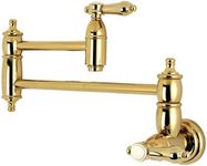 Kingston Brass KS3102BAL Heirloom Wall Mount Pot Filler Kitchen Faucet, 13" Length, Polished Brass
