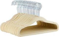 Amazon Basics Kids Velvet, Non-Slip Clothes Hangers for Infant and Toddler, 11.6 Inches, Pack of 50, Beige