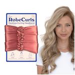 RobeCurls Satin Heatless Hair Curler — The Original Curling Headband — Hair Accessory for Overnight Curls — Bigoudi Sans Chaleur en Satin — Includes 2 Scrunchies (Rose)