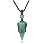 CrystalTears Green Aventurine Healing Crystal Necklace Wire Wrapped Quartz Crystals Stone Point Gemstone Pendant Necklace Natural Reiki Healing Jewelry Crystal Gift for Men Women Christmas