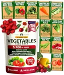 2,000+ Vegetable Seeds for Planting - 10 Heirloom Seeds for Planting Vegetables Indoors or Outdoors: Non-GMO Kale, Lettuce, Tomato, Broccoli, Beans, Peas, Bell Peppers - Home Garden Survival Seeds
