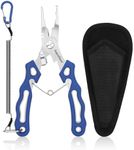 supregear Fishing Pliers, Stainless Steel Fishing Pliers Multipurpose Split Ring Pliers Wire Cutting Tool, Fishing Tackle Kit with Safety Oiled Lanyard and Nylon Sheath, Blue