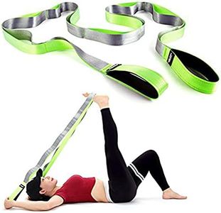 KYLIN SPORT Yoga Dance Stretching Strap with Free Door Attachment +Carry BagMulti-Loop Stretch Out Assisted Belt for Physical Therapists Fitness Stretching, KY126, Green/Gray