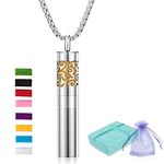 LURICO Diffuser Necklace with Dispenser and Container Stainless Steel Aromatherapy Essential Oil Diffuser Pendant Locket Necklace with 8 Pads Jewelry for Women Men Kid