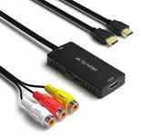RCA to HDMI Converter AV to HDMI Adapter Composite/CVBS to HDMI Video Audio Converter, Widely Compatible with Various RCA Equipment for N64, PS2, PC, Laptop, VHS, VCR, Camera DV ect.