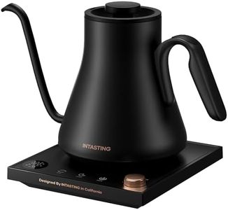 Electric Kettles, INTASTING Gooseneck Electric Kettle, ±1℉ Temperature Control, Stainless Steel Inner, Quick Heating, for Pour Over Coffee, Brew Tea, Boil Hot Water, 0.9L, Matte Black