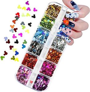 12 Colors Cute Nail Glitter Sequins Nail Art Supplies 3D Holographic Nails Glitter Flakes Glitter Nail Art Stickers Decals Shiny Confetti Glitters Nail Designs for Acrylic Nail Art Decoration