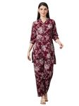 AV2 Women Rayon Printed Maternity Top & Pyjama Set(2426BXL_MaroonXL)