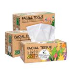 The Honest Home Company | 2 Ply Soft Facial Tissues Box | 200 Pulls/Box - Pack Of 3 | Hard Box Easy Pull | 600 Pulls (200x3)