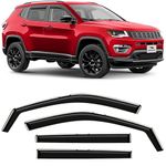 Voron Glass in-Channel Extra Durable Rain Guards for Jeep Compass 2017-2024, Window Deflectors, Vent Window Visors, 4 Pieces - 200355