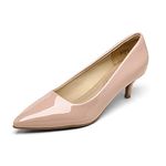 DREAM PAIRS Women's Pumps Kitten Heel Pointed Toe Shoes for Women Comfortable Office Work Dress Shoes, Pink/Pat, 8