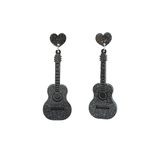 Acrylic Classical Guitar Earrings Retro Renaissance Rock Band Music Guitar Dangle Earrings Punk Style Violin Instrument Drop Earrings Hypoallergenic Lightweight Guitar Earrings for Women Girls (Black)