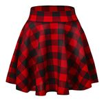 Women's Basic Solid Versatile Stretchy Flared Casual Mini Skater Skirt (S, 13)