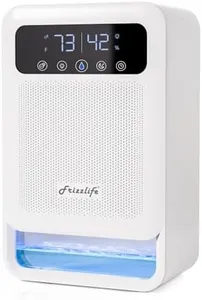 Frizzlife DH80 Dehumidifier With Air Purifier, 135oz Water Tank, Quiet Small Dehumidifiers With Sleep Mode For Home, Bedroom, Bathroom, Basement W/Auto Shut Off, 7 Colors LED Light, White