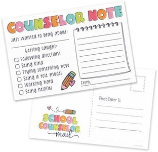 m&h invites School Counselor Postcards - Counselor Note Brag Card (50 Pack) Notes Home To Parents - Positive Behavior Management Incentives - School Social Worker Communication Cards - Elementary