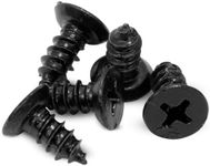 Bolt Dropper #8 x 3/8-Inch Black Screws, Pack of 25 - Xylan Coated Stainless Steel Flat Head Phillips Short Wood Screws - Corrosion Resistant for Wood, Drywall Applications, and Outdoor Projects