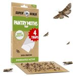 Super Ninja Pantry Moth Traps 4 Pack – Highly Effective Pheromone Moth Catcher – Ideal for Kitchen, Larder & Cupboards – Protects for up to 3 Months