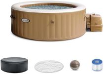 Intex PureSpa 4 Person Bubble Massage Inflatable Hot Tub Spa Set, Sahara Tan