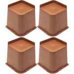 MYMULIKE Bed Risers 6 Inch,Heavy Duty Furniture Risers, Up to 6000 Lbs L shaped Design Bed lifts Blocks for Couch Desk Sofa Table bookshelf（Brown,4 Pack）